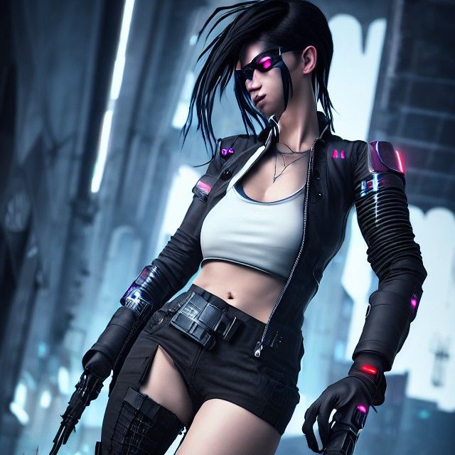 Badass Woman 8K cyberpunk
