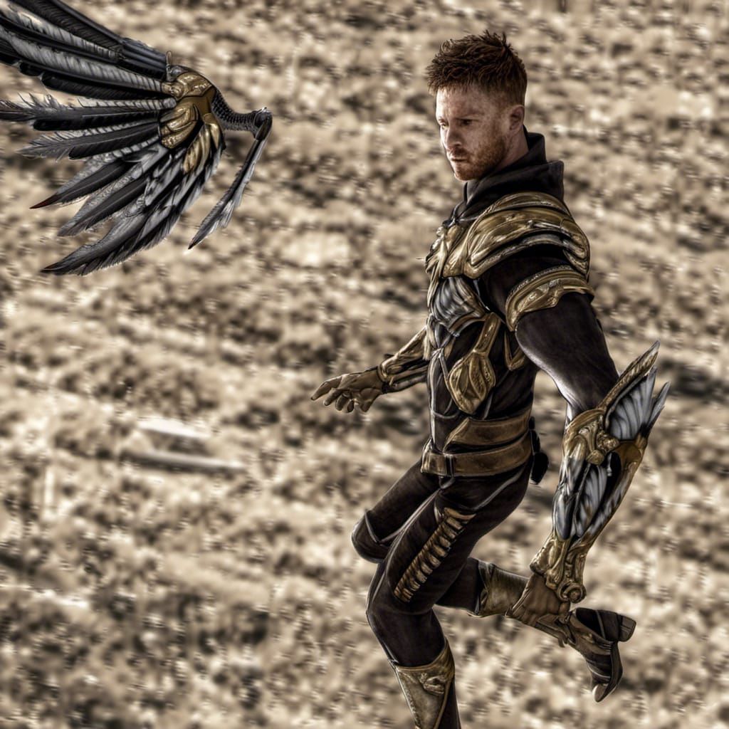 Archangel Soaring: A Grungy Superhero Pose