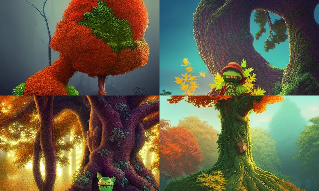 Autumnal Vines: A 3D Render in Ghibli Style