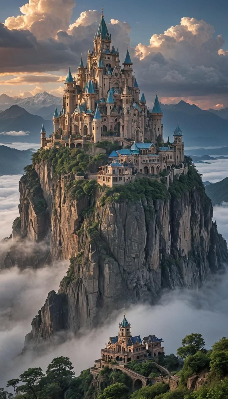 Futuristic Celestial City Amidst Dramatic Cloudscape