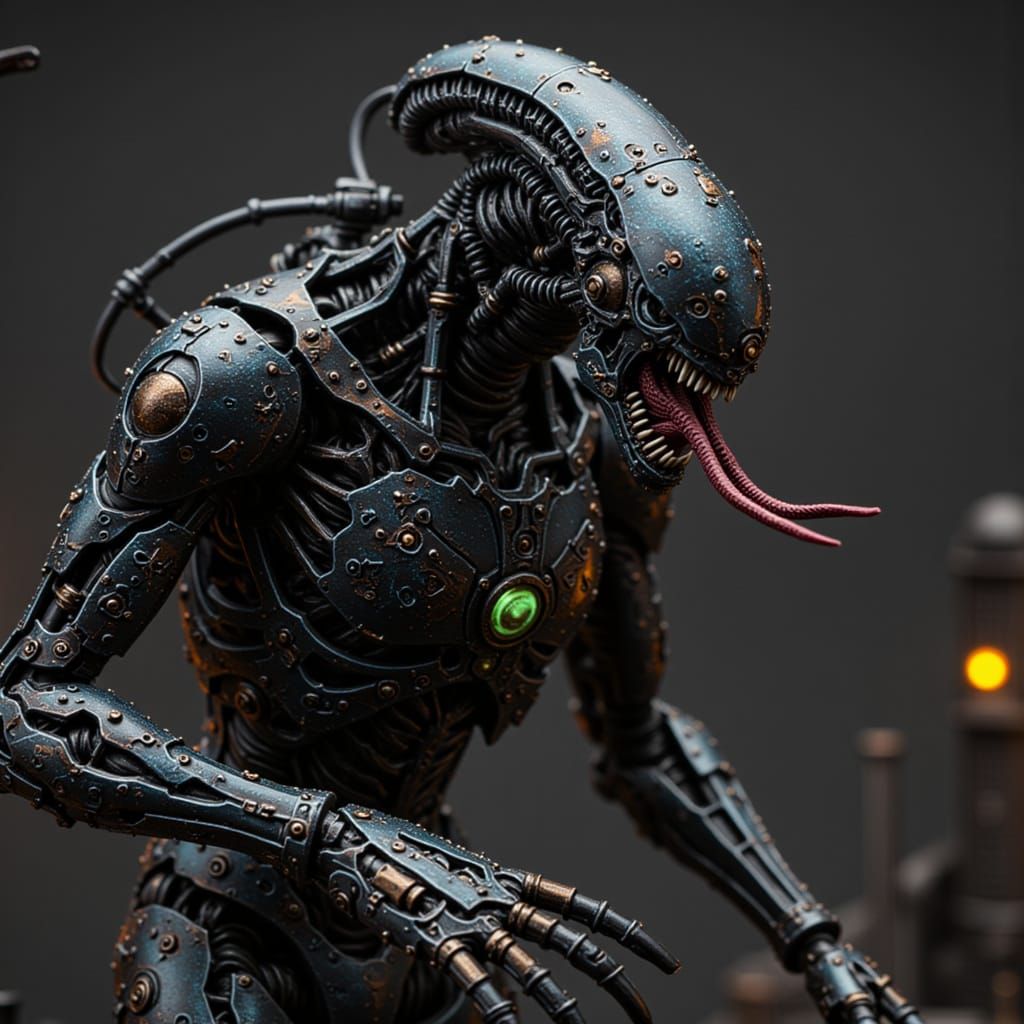 Cybernetic Xenomorph Android in Liminal Space