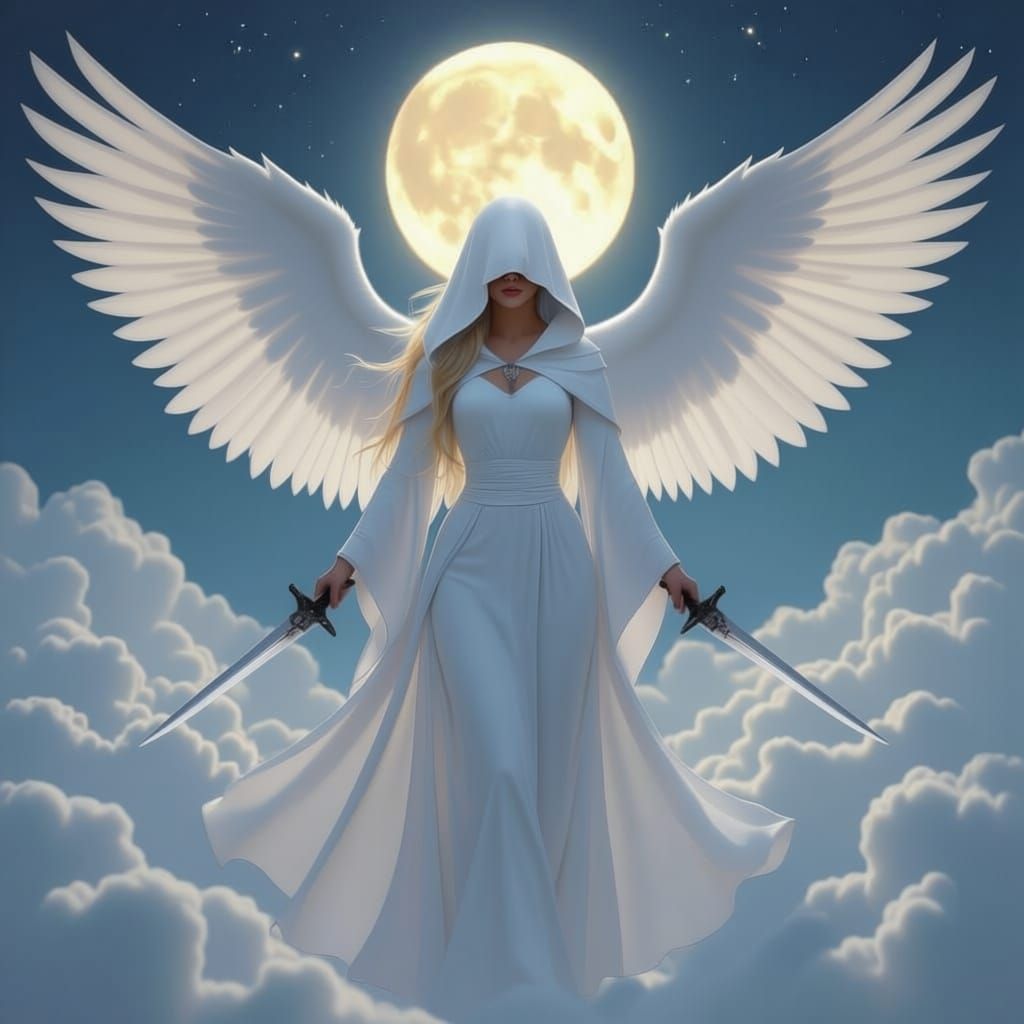 Ms. Justice Celestial Figure in Darkening Sky