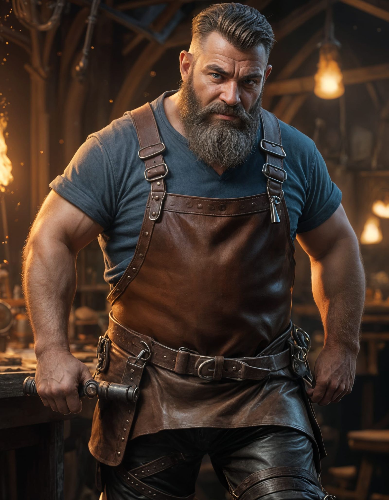 D&D Dwarf Blacksmith Concept Art in 8K