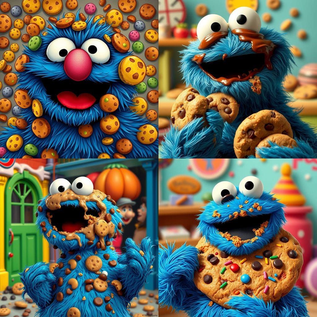 Cookie Monster's Delight: A Face Full of Cookies