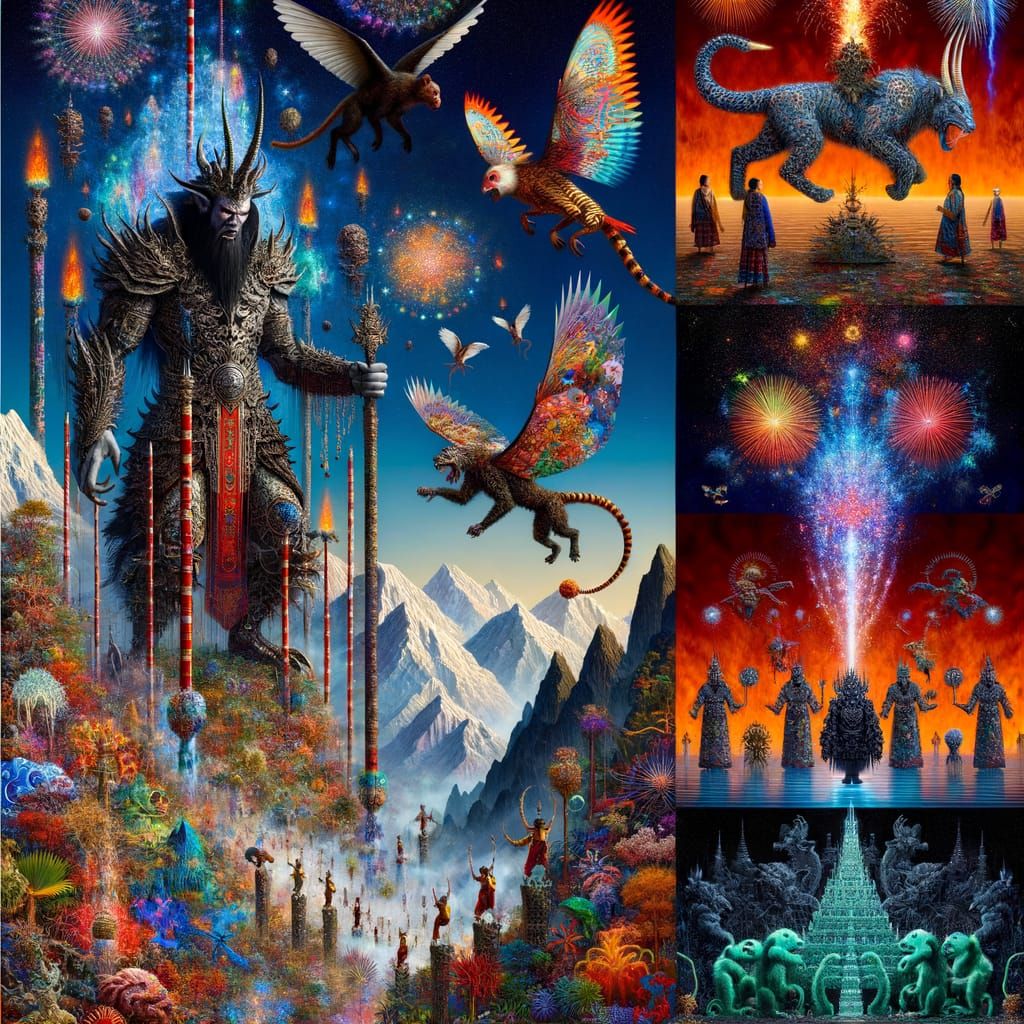 Dark Elf Warlord in Alien Rainforest with Winged Monkeys