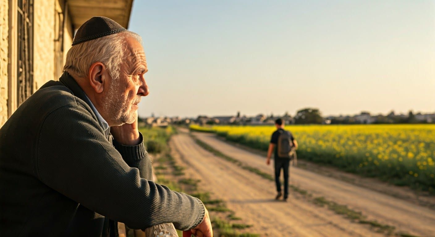 An Elderly Man Contemplates the Future in a Traditional Isra...