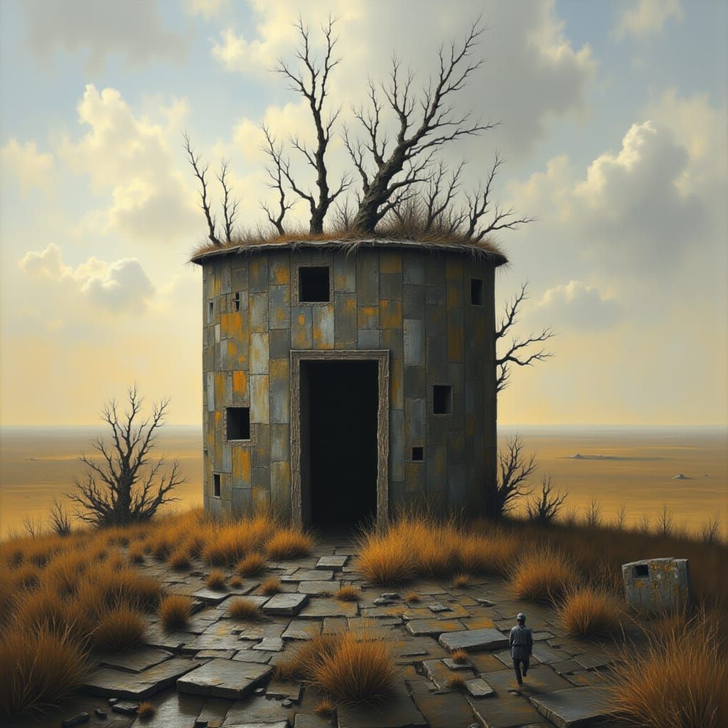 Abandoned Well in Dystopian Landscape