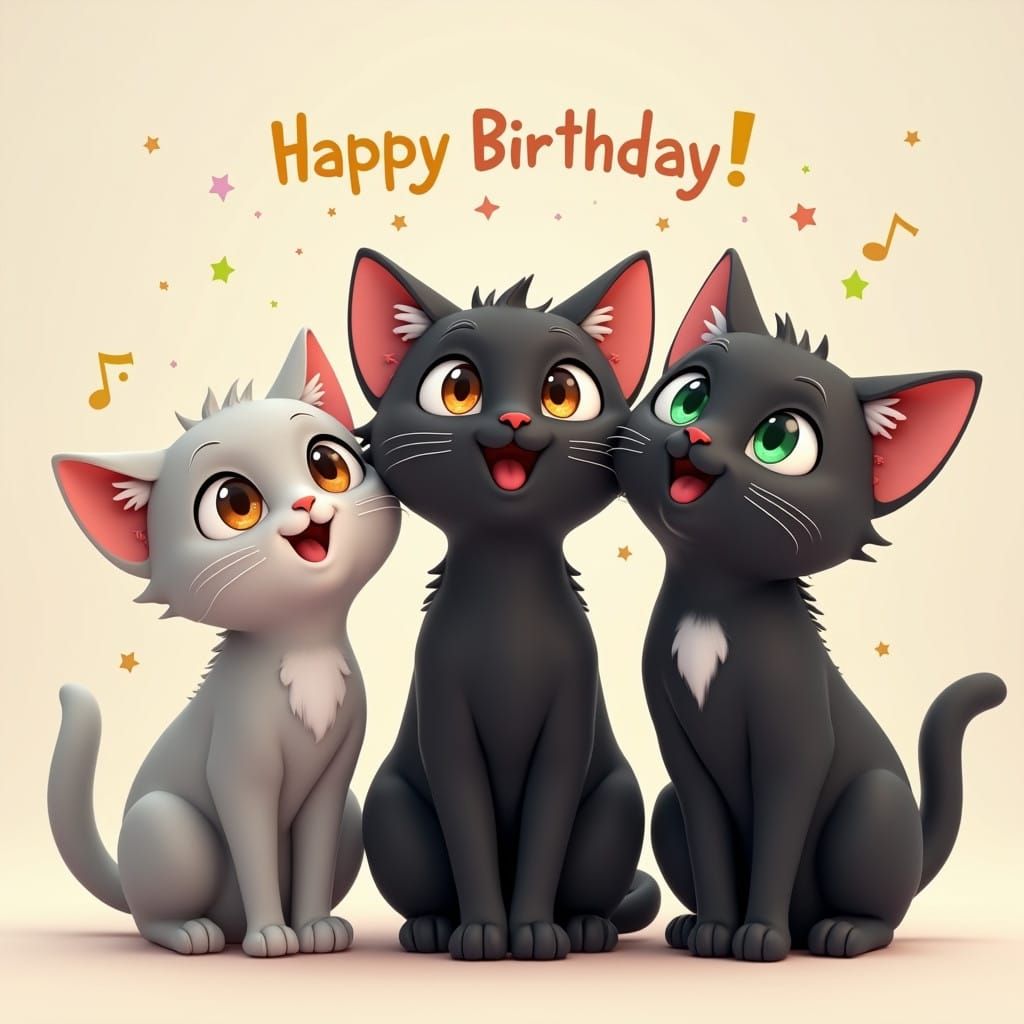 Anime-Inspired Cats Sing Happy Birthday in Harmony