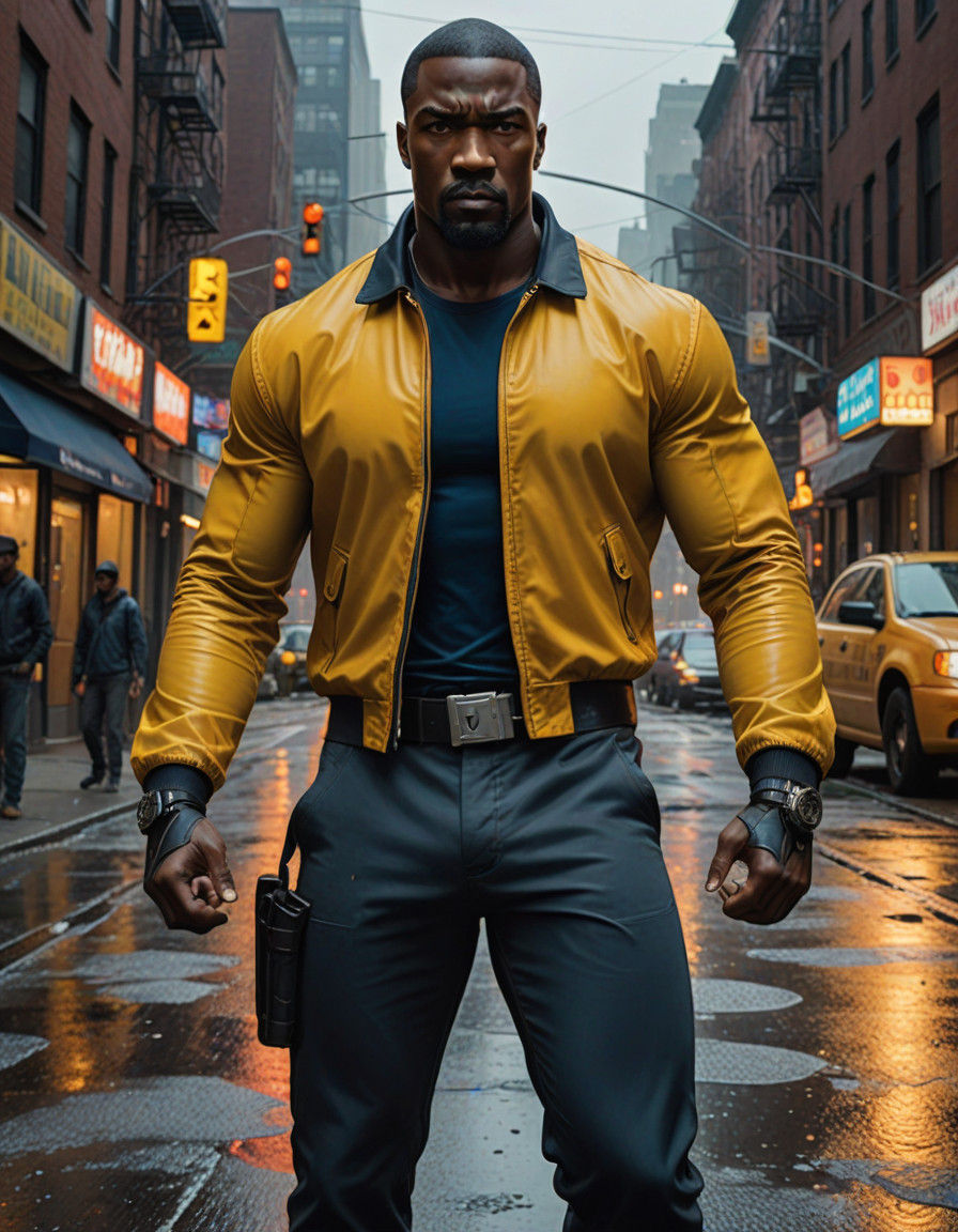 Powerful Luke Cage Ready for Battle in Vibrant Bronx Streets