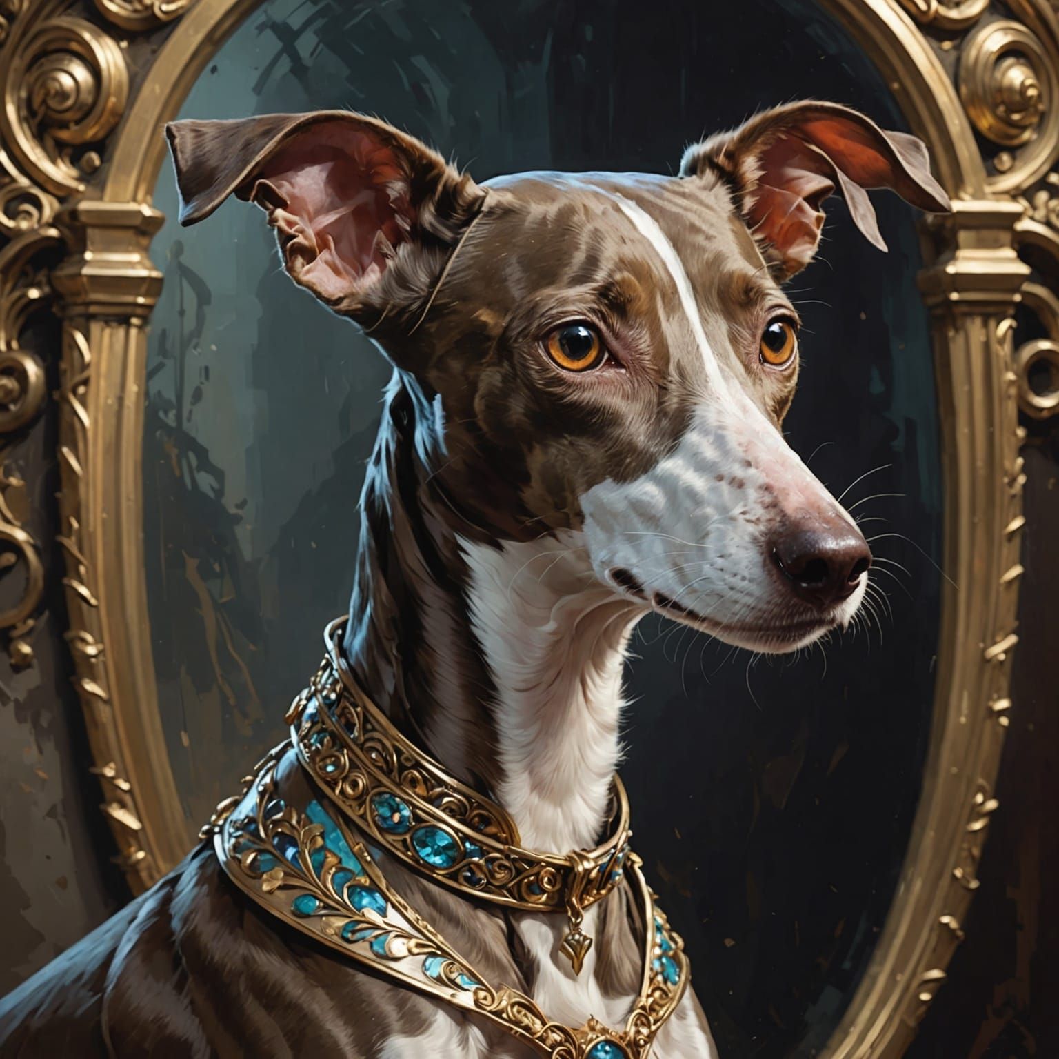 Italian Greyhound Angel Portrait in Hyperdetailed Digital Ar...