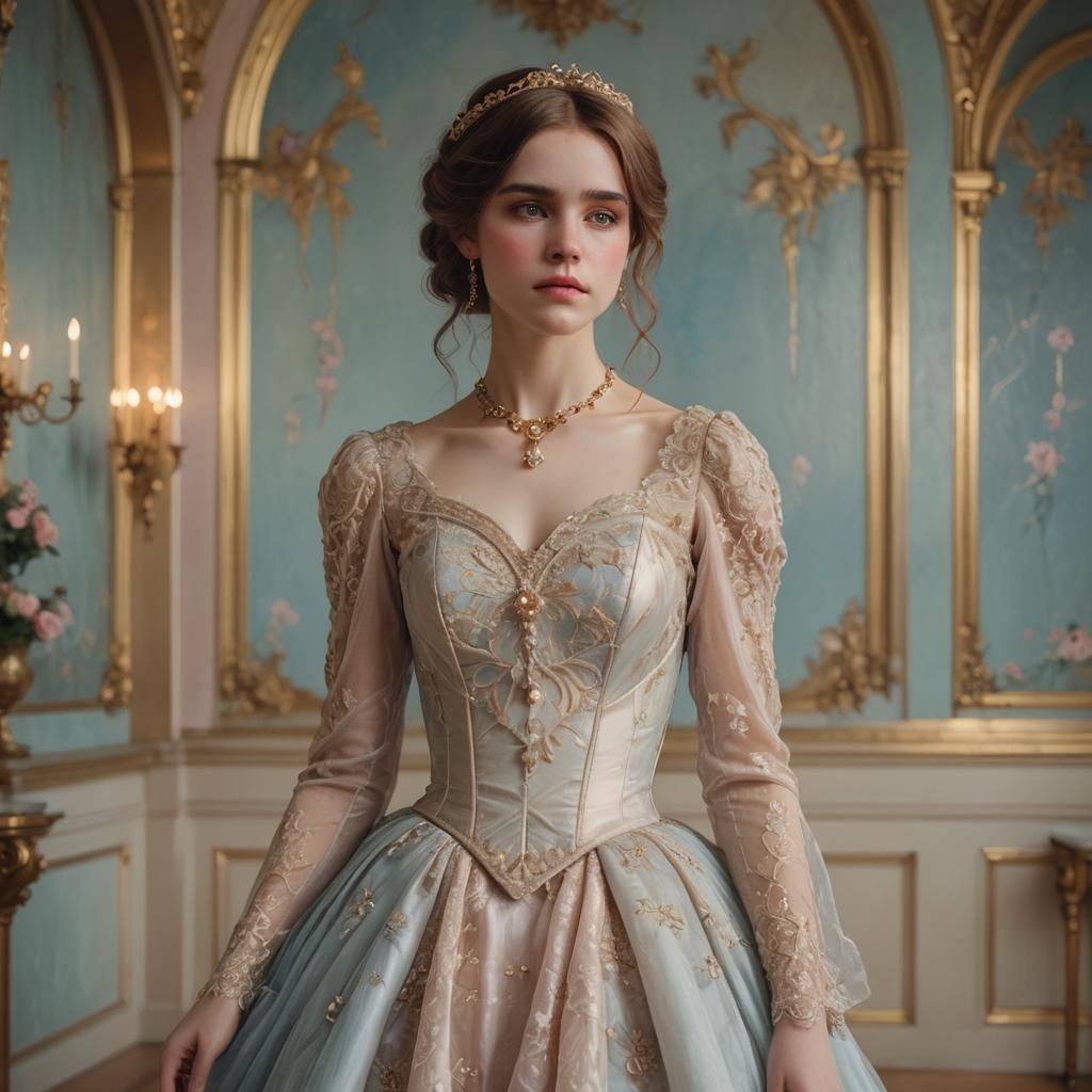 Victorian Woman in Ballroom, Waterhouse-Inspired Style