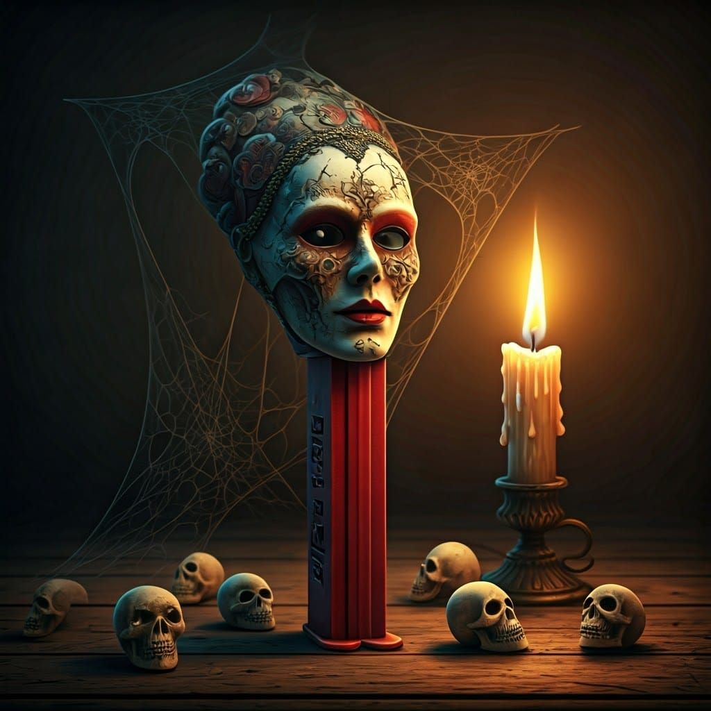 Haunting Antique Pez Dispenser with Skull Candies