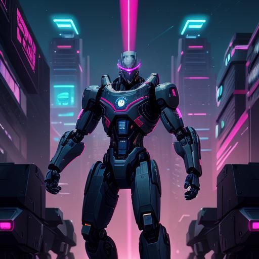 Cyborg Rebellion in Futuristic City with Neon Lights