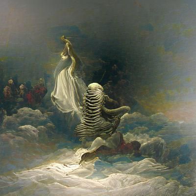 Skeleton Goddess Descending: A Horror Illustration