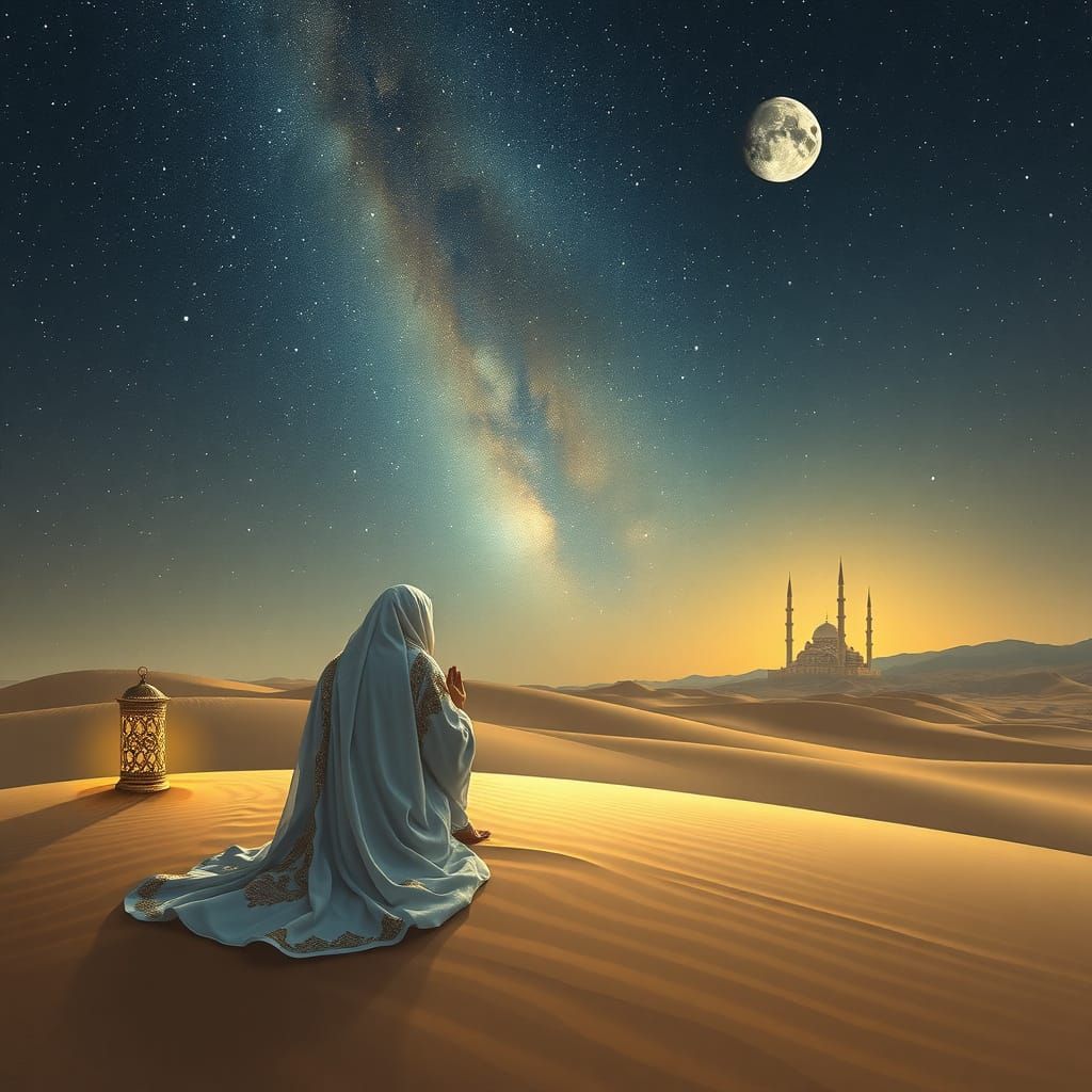 Majestic Desert Scene at Dusk in an Ethereal Style