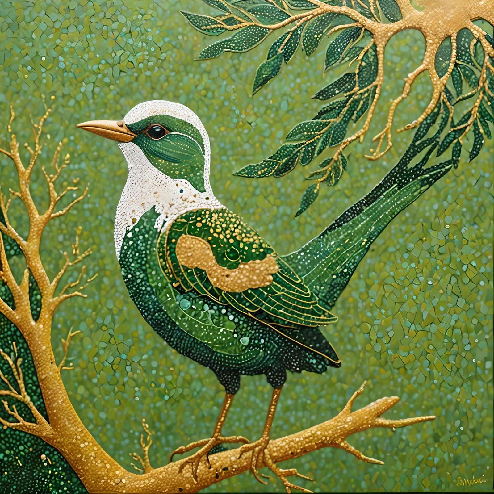 Bird Drinking: Australian Aboriginal Pointillism