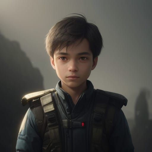 Cinematic Young Boy in Warm, Golden Lighting