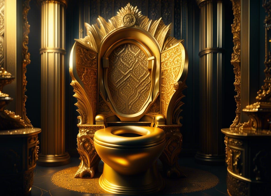 Golden Toilet Throne: Epic Digital Matte Painting