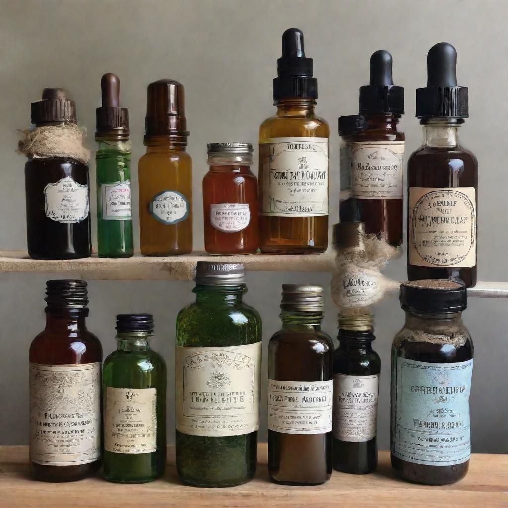 Assorted Tinctures in Glass Bottles