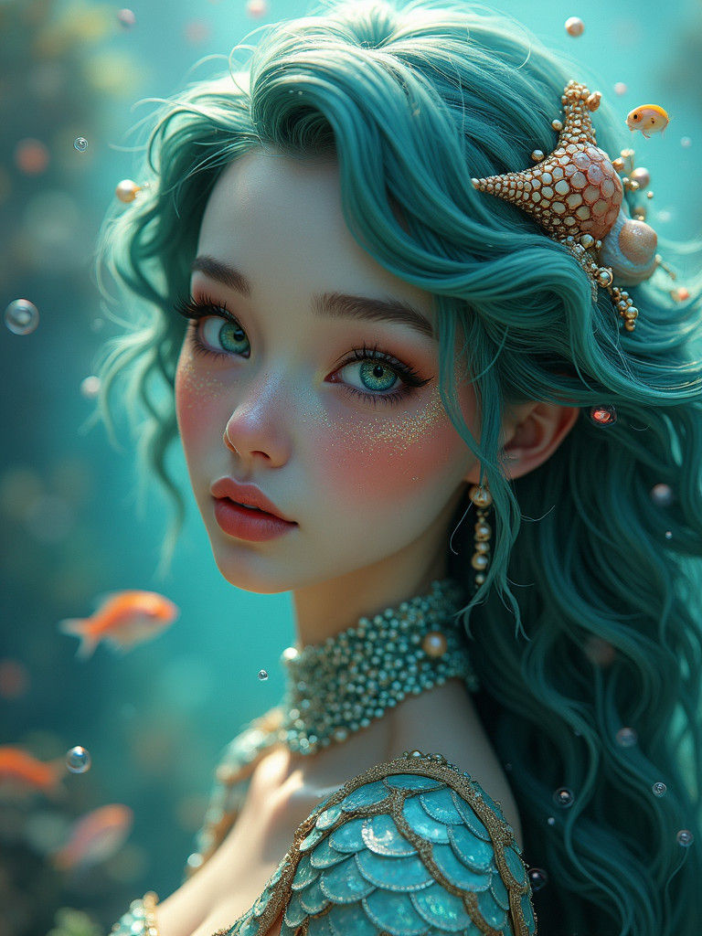 Enchanting Mermaid in Magical Underwater World