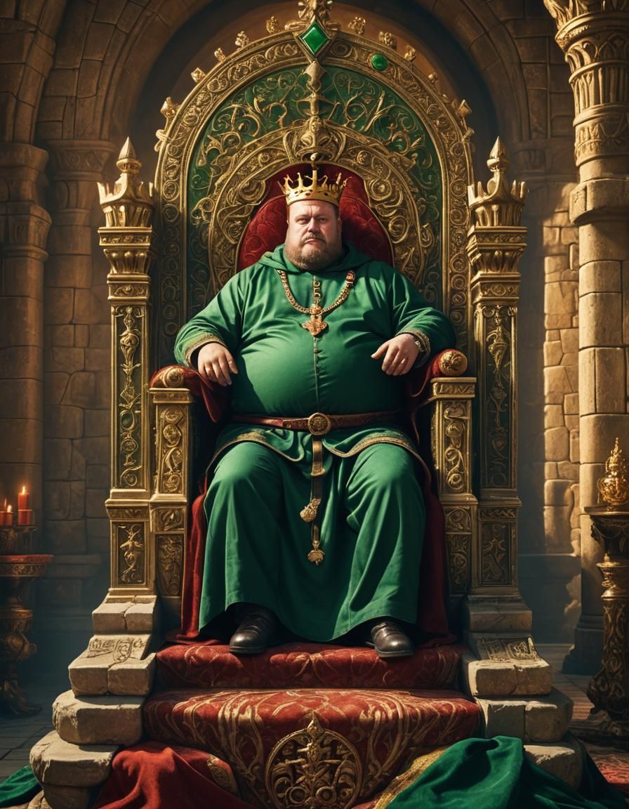 Medieval King on Throne: Detailed Matte Painting