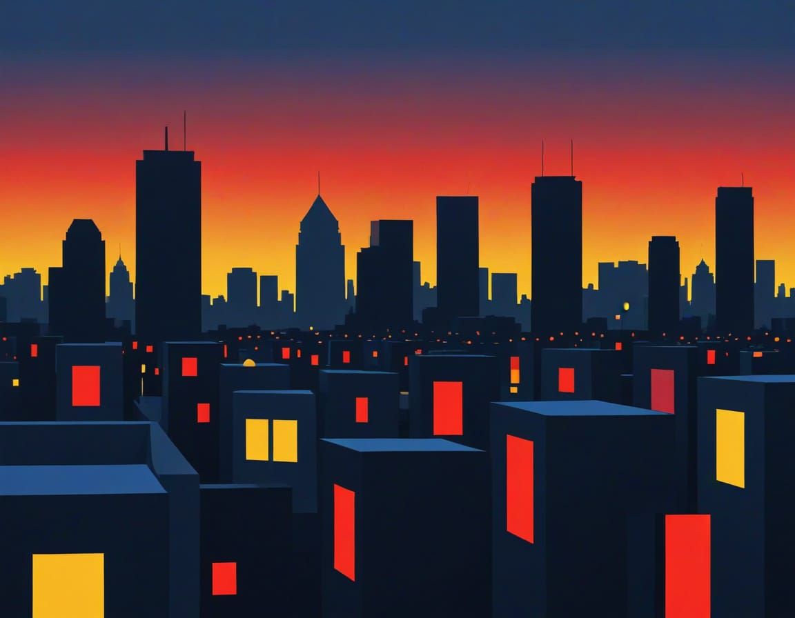 Dawn Cityscape in Minimalist Style