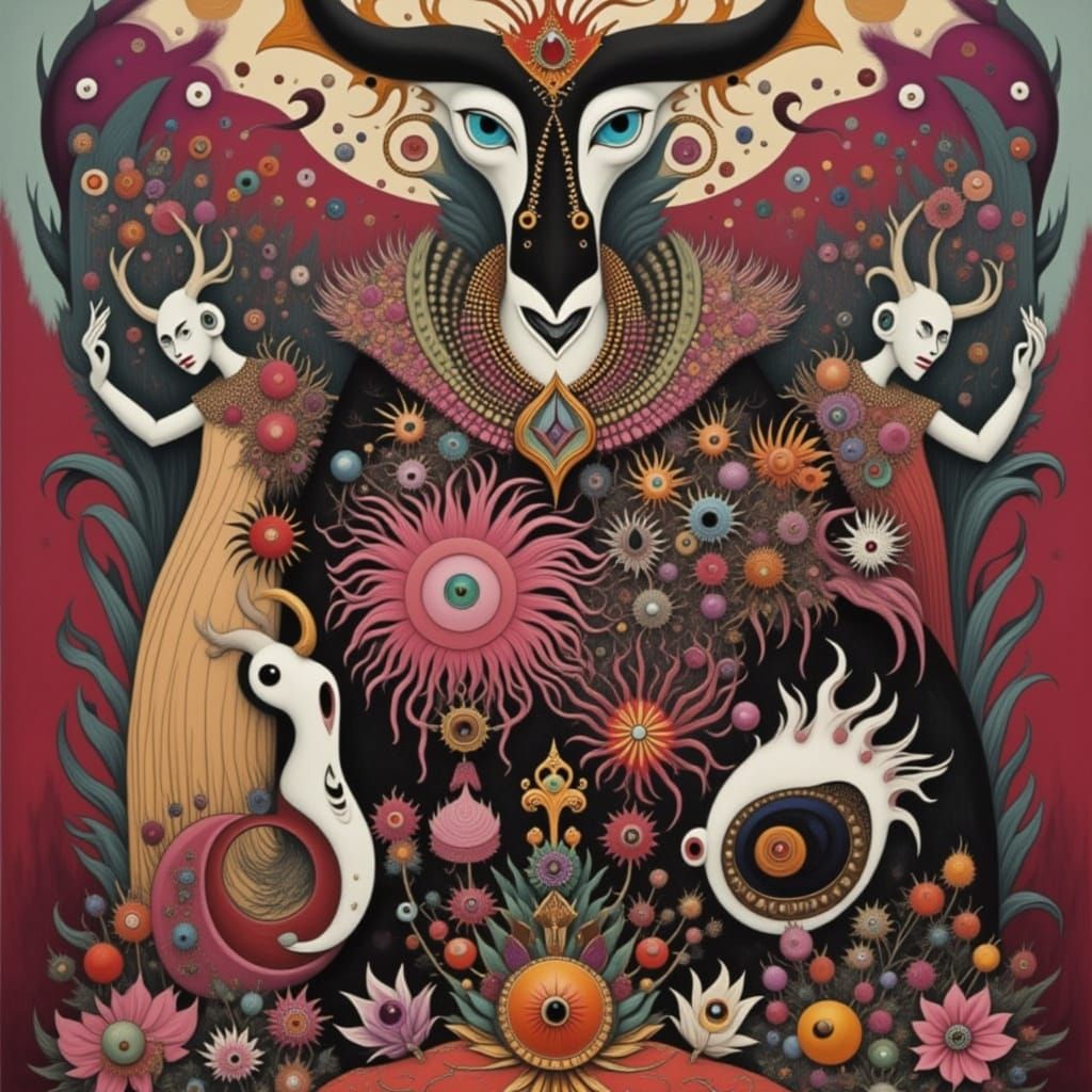 Abstract Figure in Moonlit Landscape