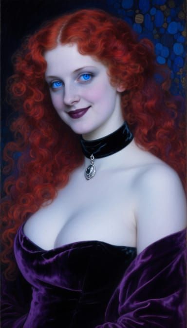 Goth Woman Portrait in Biedermeier Style