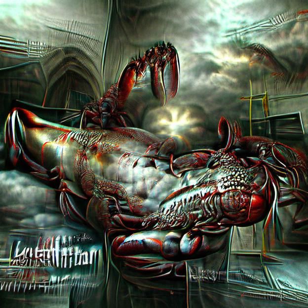 Hyperrealistic Lobster God in Film Noir Style