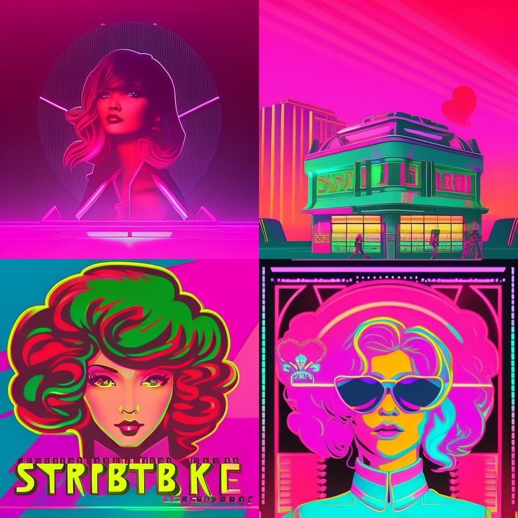 Strawberry Shortcake in Synthwave Neon Style