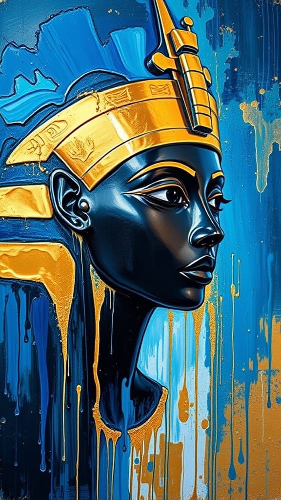 Egyptian Pharaoh in Neo-Impressionist Style