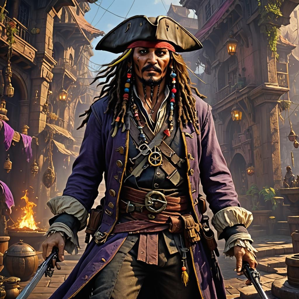 Pirate Captain in Dark Fantasy Style