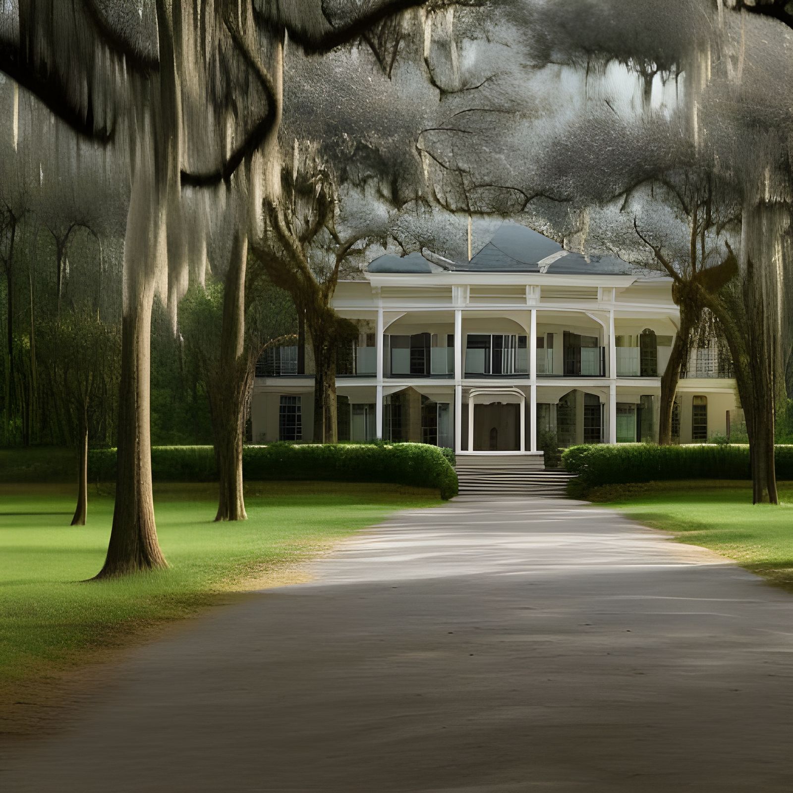 Southern Mansion Under Magnolia Trees: Matte Painting