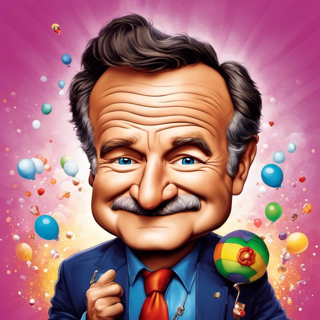 Chibi Caricature of Robin Williams in Vibrant Colors
