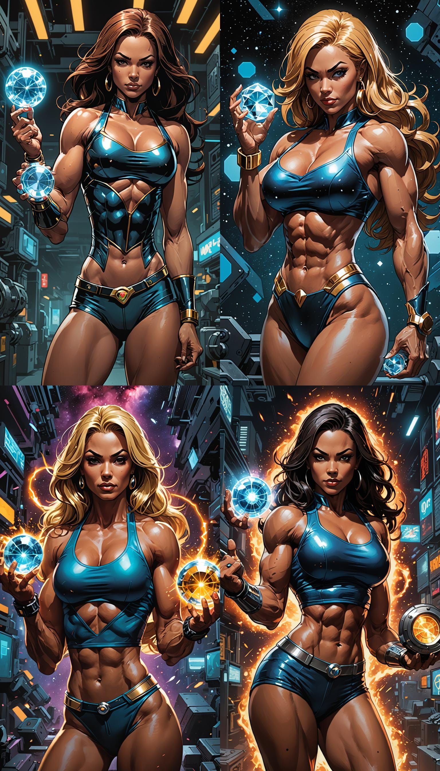 Galactic Retropunk Bodybuilder with Time Crystal