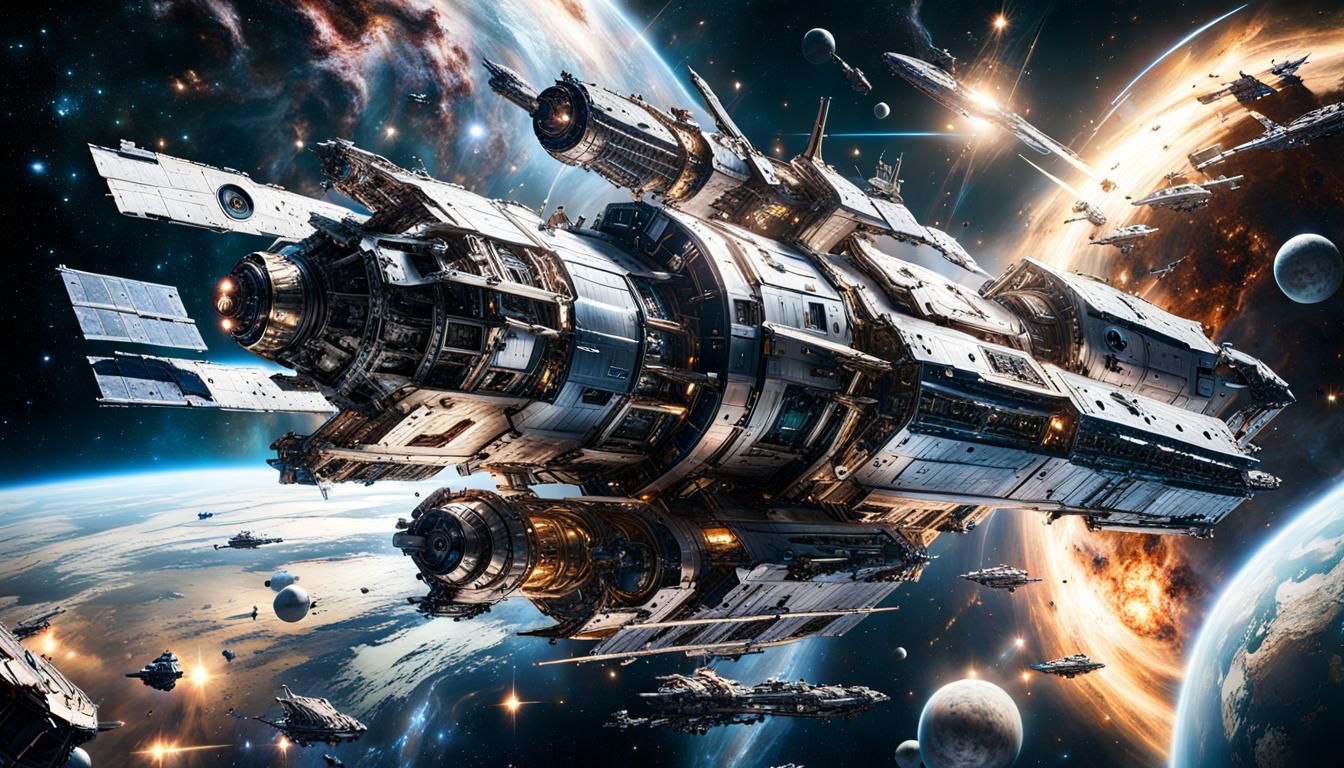 Epic Space Battle with Iridescent Starships