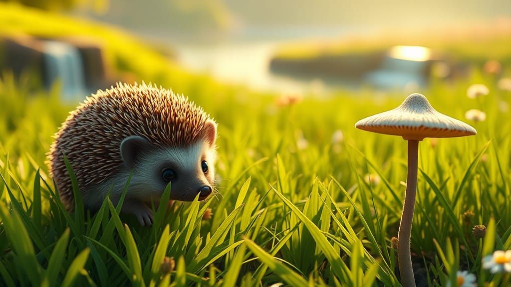 Hedgehog's Meadow: A Photorealistic 3D Render