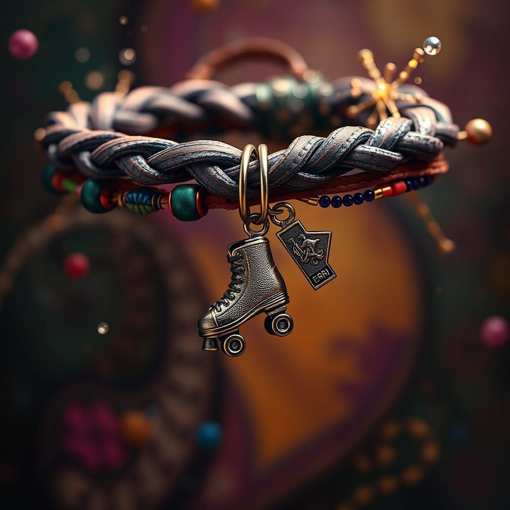 Friendship Bracelet Braid with Roller Skate Charm