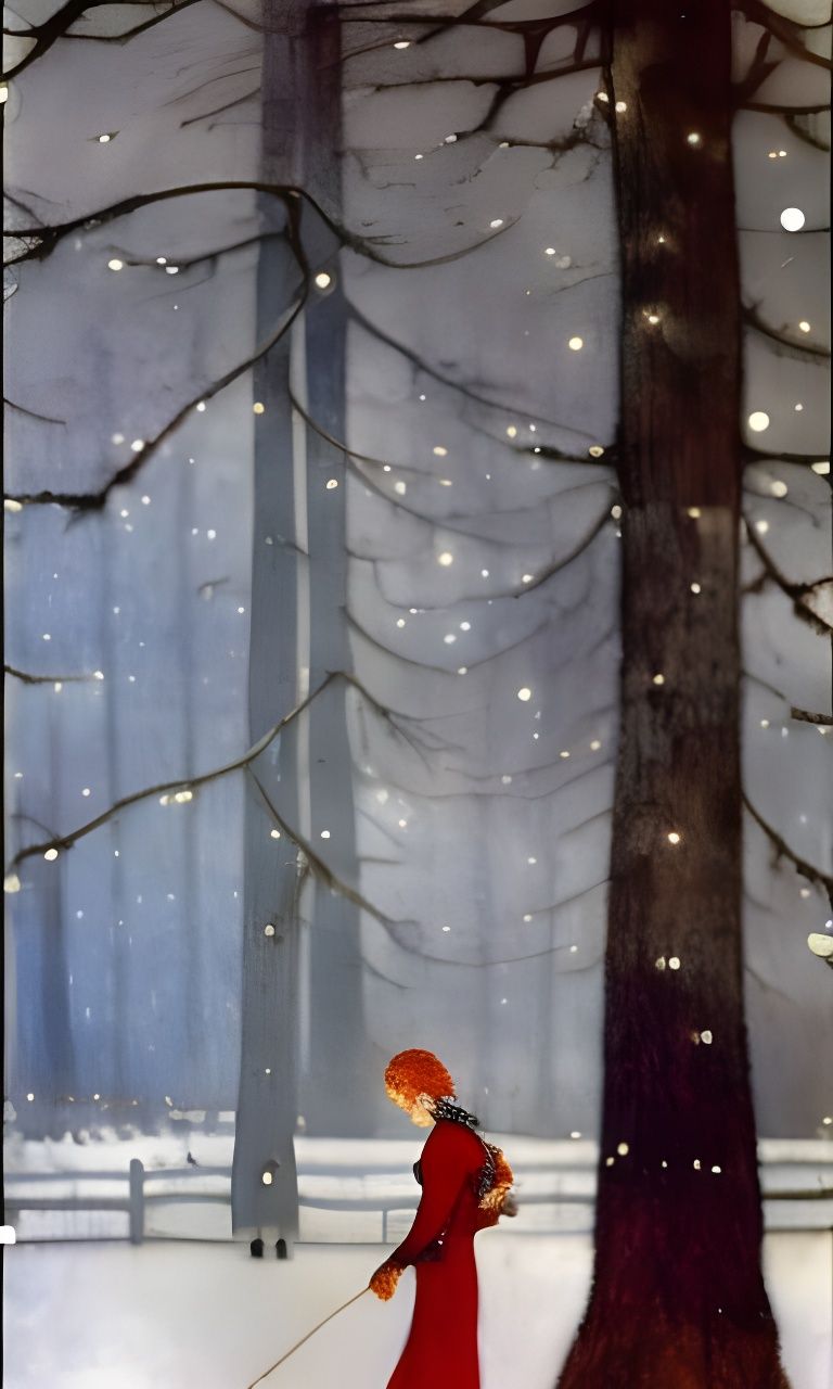 Ice Skater in Central Park: Vintage Illustration