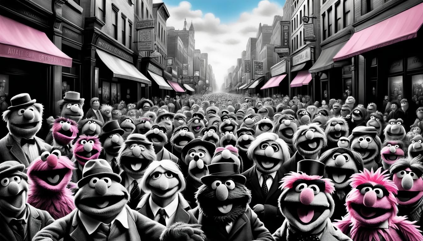 Muppets in the City: Charcoal Art in Black and White
