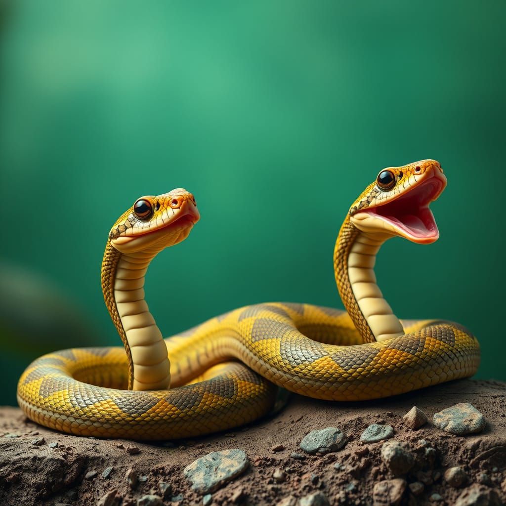 Whimsical AI Rendition of Funny Snakes
