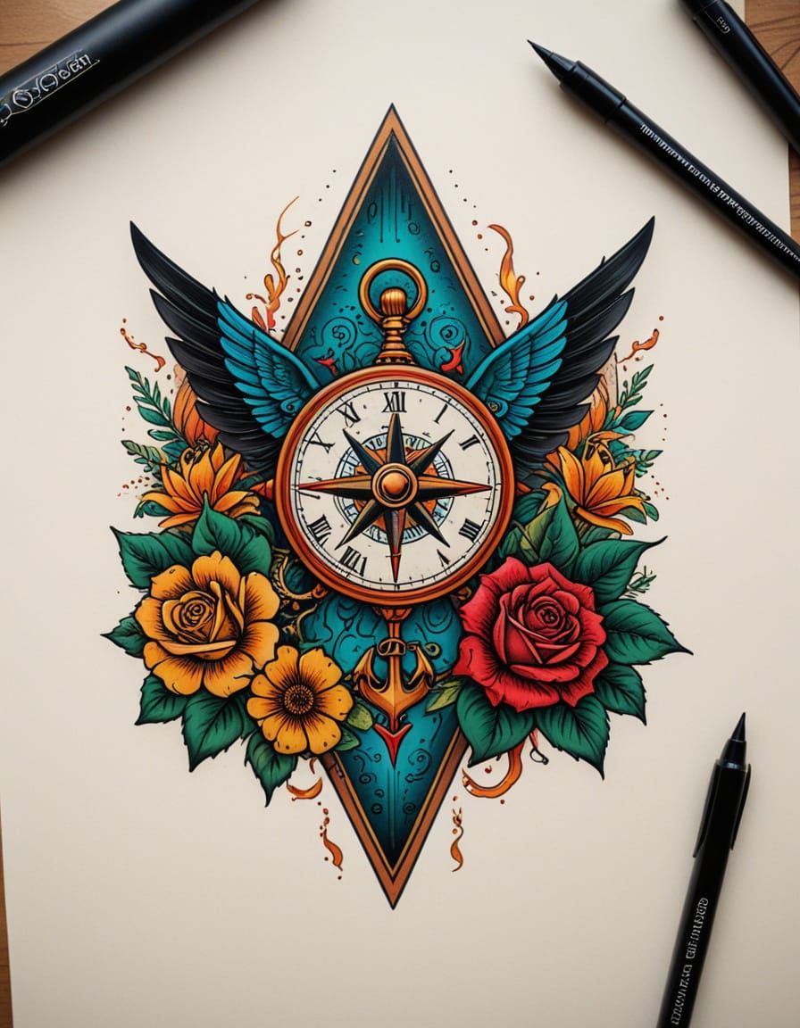 Nautical Flash Tattoo Sheet in Vintage Style