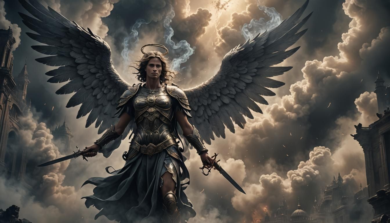 Ethereal Smoke Angel in Dramatic Digital Painting