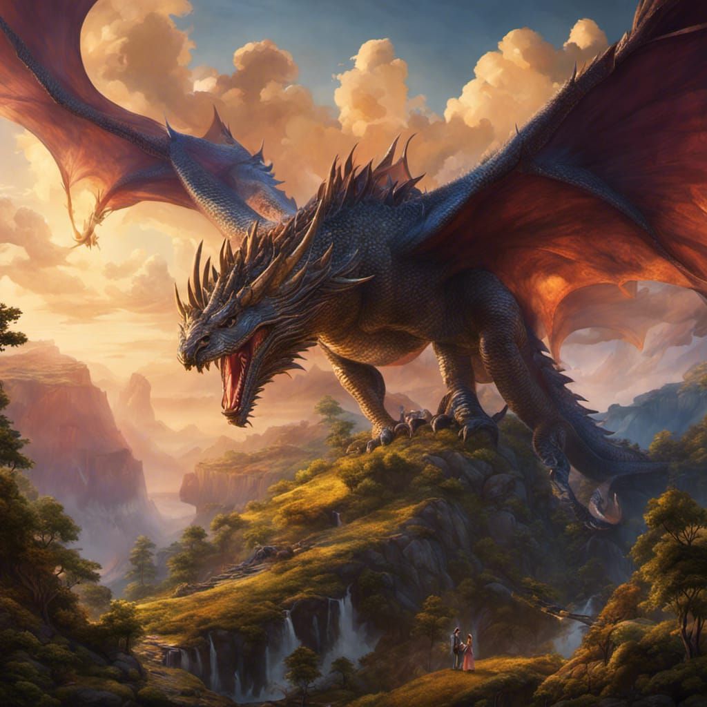 Selfie with Dragon in Dreamlike Landscape