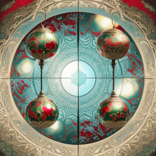 Ethereal Red Ornaments on a Verdant Christmas Tree, Radiant....