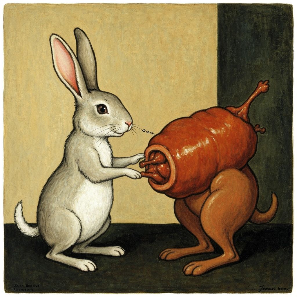 Rabbit's Surreal Encounter: An Expressionist Roast