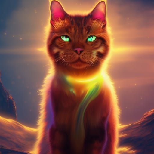 Ethereal Ginger Cat in Cosmic Dreamscape