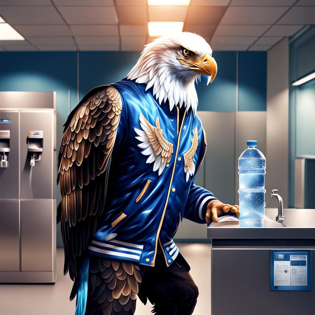 Eagle in Letterman Jacket: Digital Matte Painting