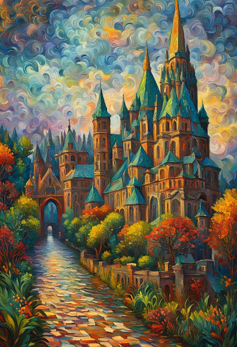 Epic Monastery in Expressionist Style