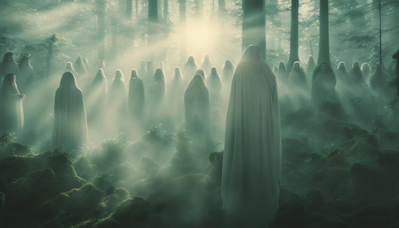 Mystical Forest Ceremony in Fantasy Film Style